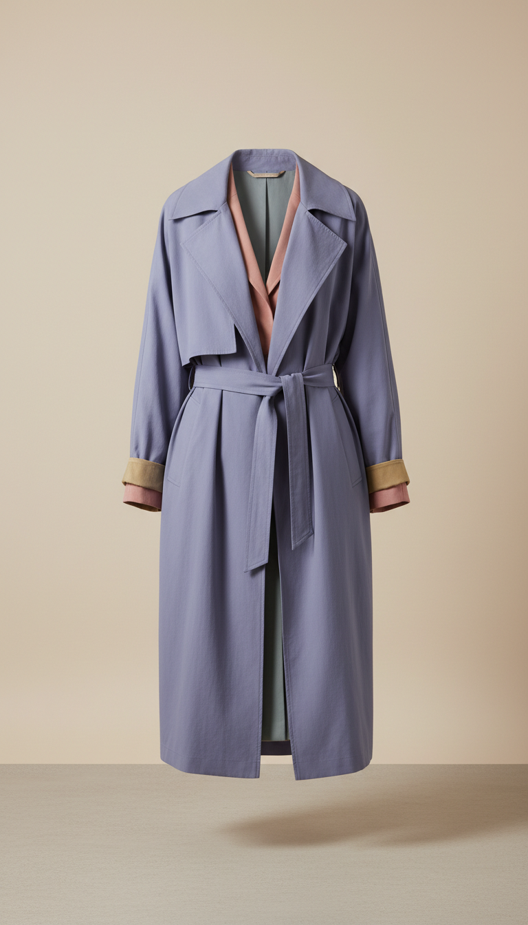 Lightweight trench coat with fluid drape