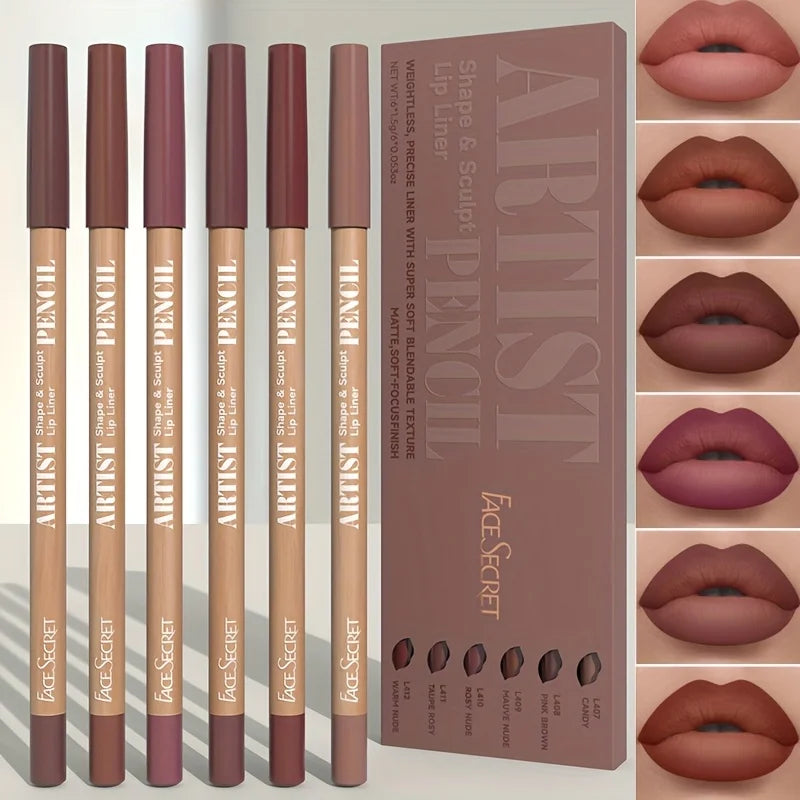 6pcs Velvet Matte Lip Liner Pencils