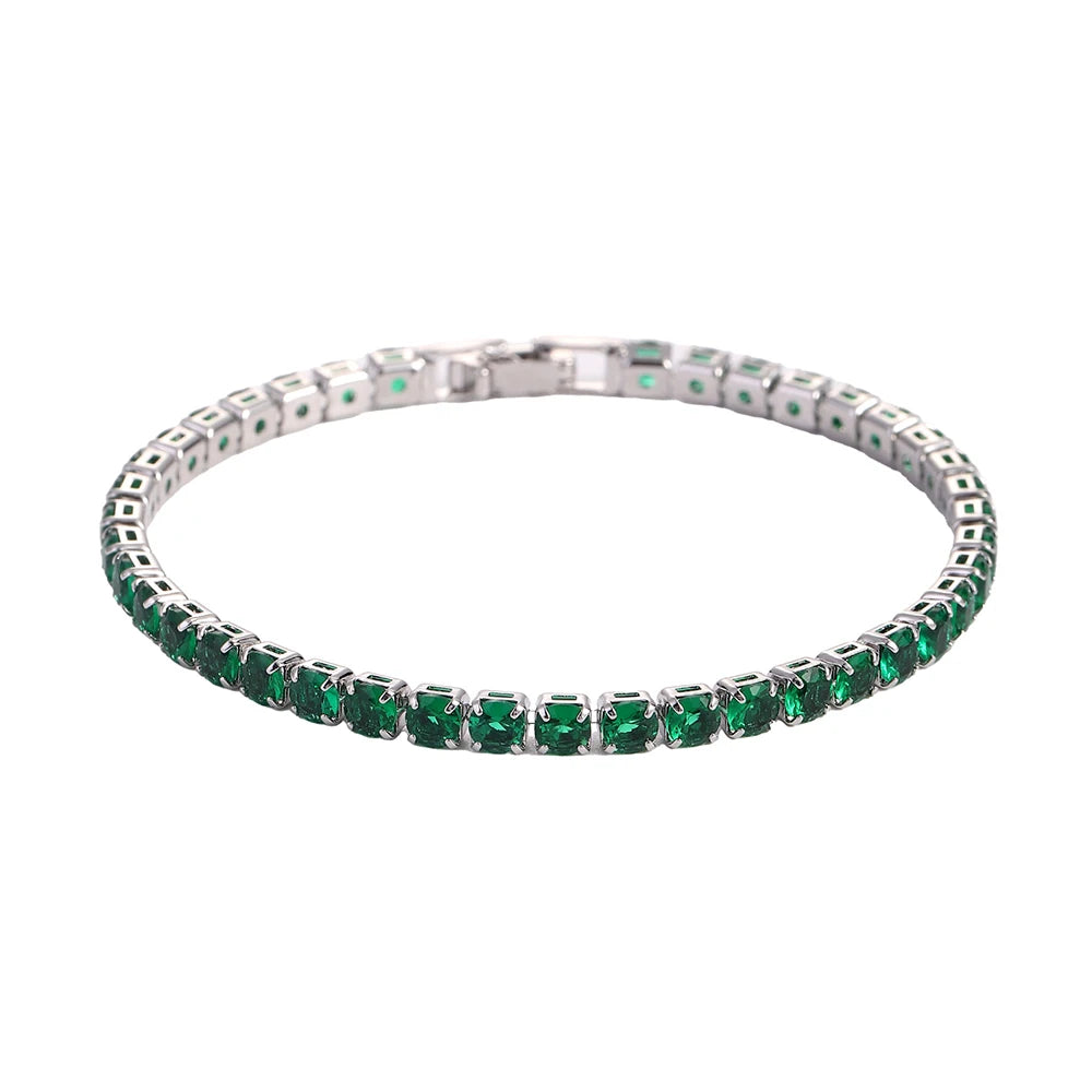 Luxury Hiphop Iced Out 4mm Cubic Zirconia Crystal Tennis Bracelets For Women Men Gold Color Silver Color Bracelet Chain Jewelry