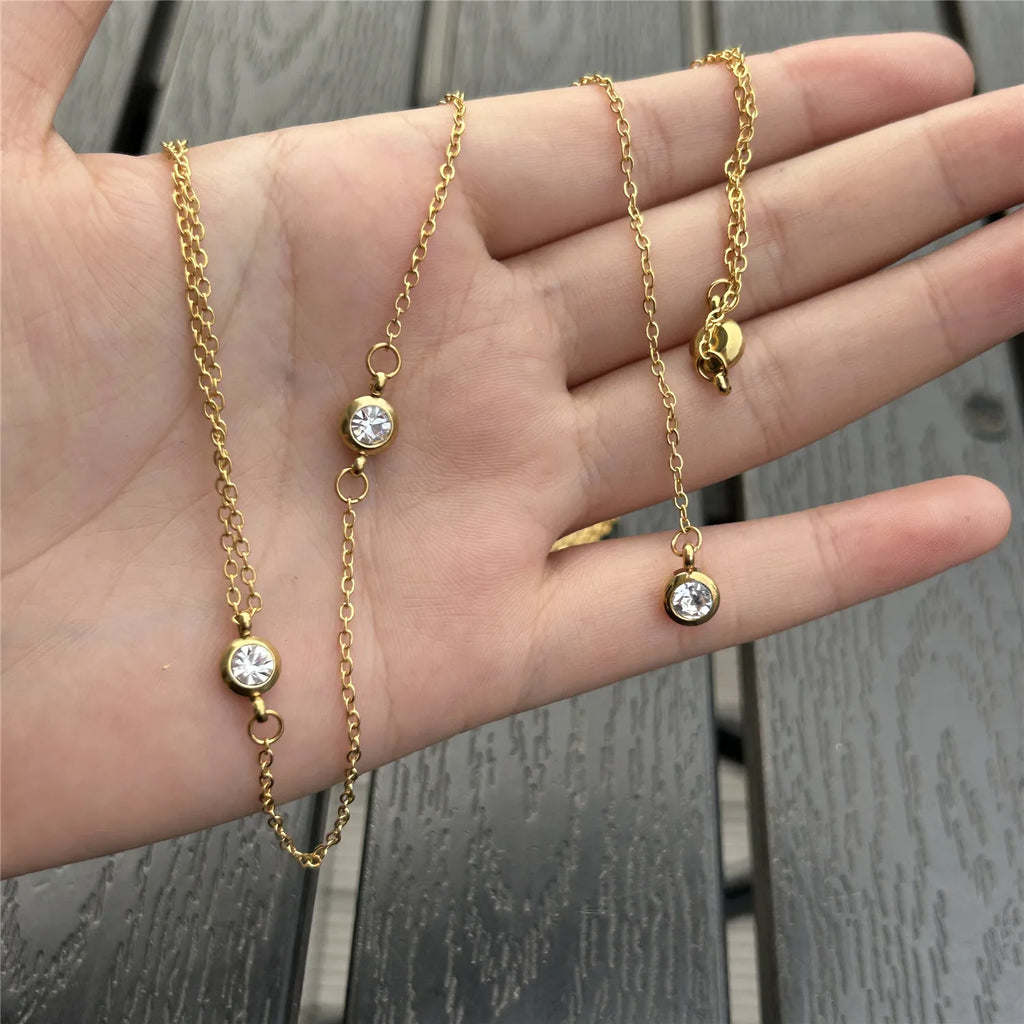 Stainless Steel Tassels Chain Long Crystal Belly Body Chain For Women Fashion Beach Sexy Body Jewelry