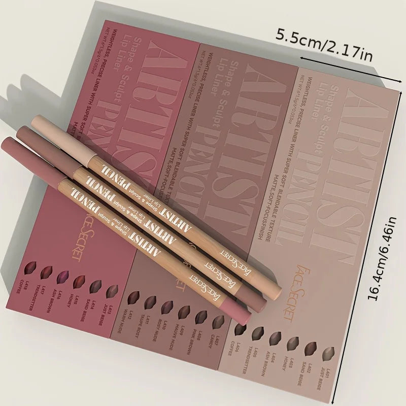 6pcs Velvet Matte Lip Liner Pencils