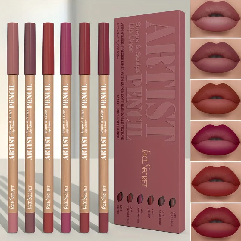 6pcs Velvet Matte Lip Liner Pencils